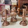 Bộ ngũ sự hạc kỹ cao 52cm đồng đỏ phủ bóng